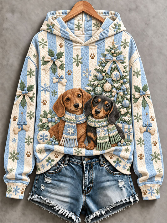 Women's Dog Art Print Casual Hoodie