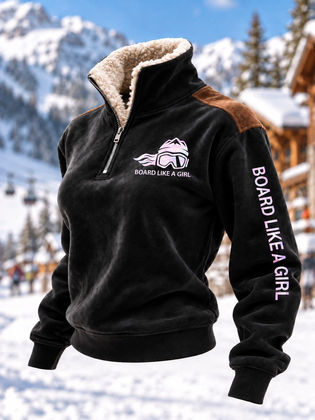 Women's Board Like A Girl Fur Collar Top