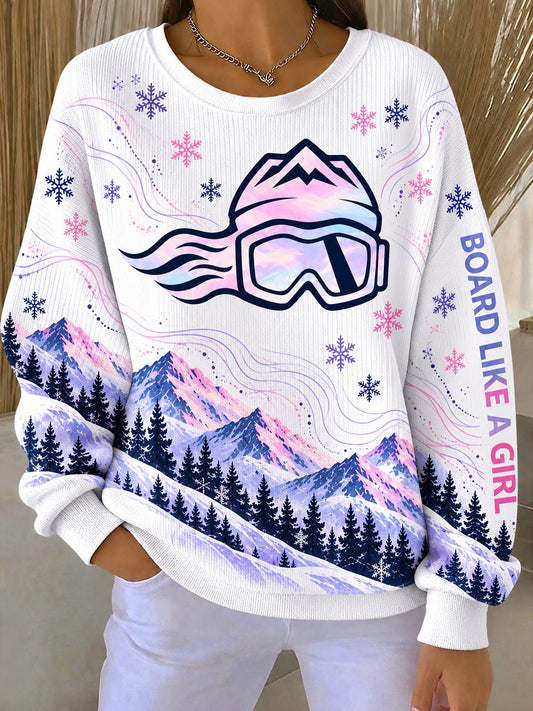 Women's Board Like A Girl Printed Sweatshirt