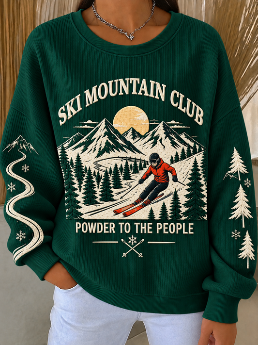 Women's SKI Ribbed Round-Neck Sweatshirt