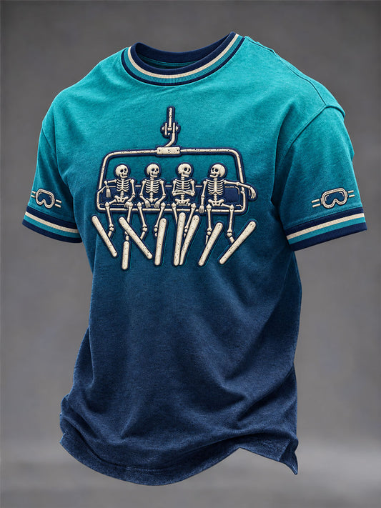 Men's Skeleton Ski Print T-shirt
