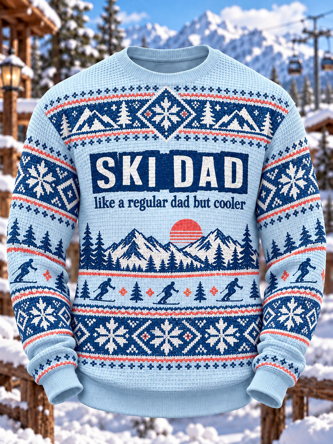 Men's Ski Dad Printed Waffle Sweatshirt