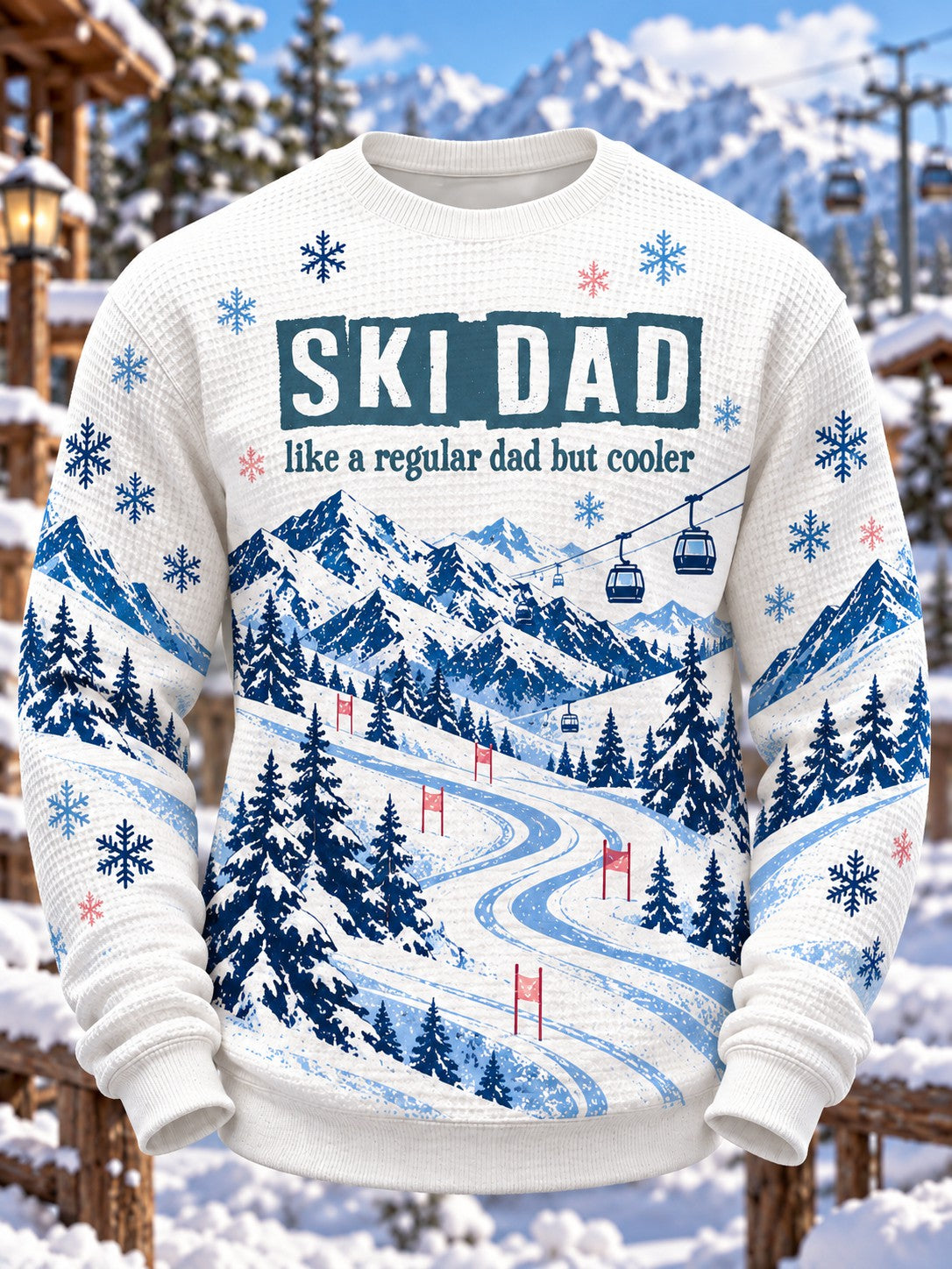 Men's Ski Dad Printed Waffle Sweatshirt