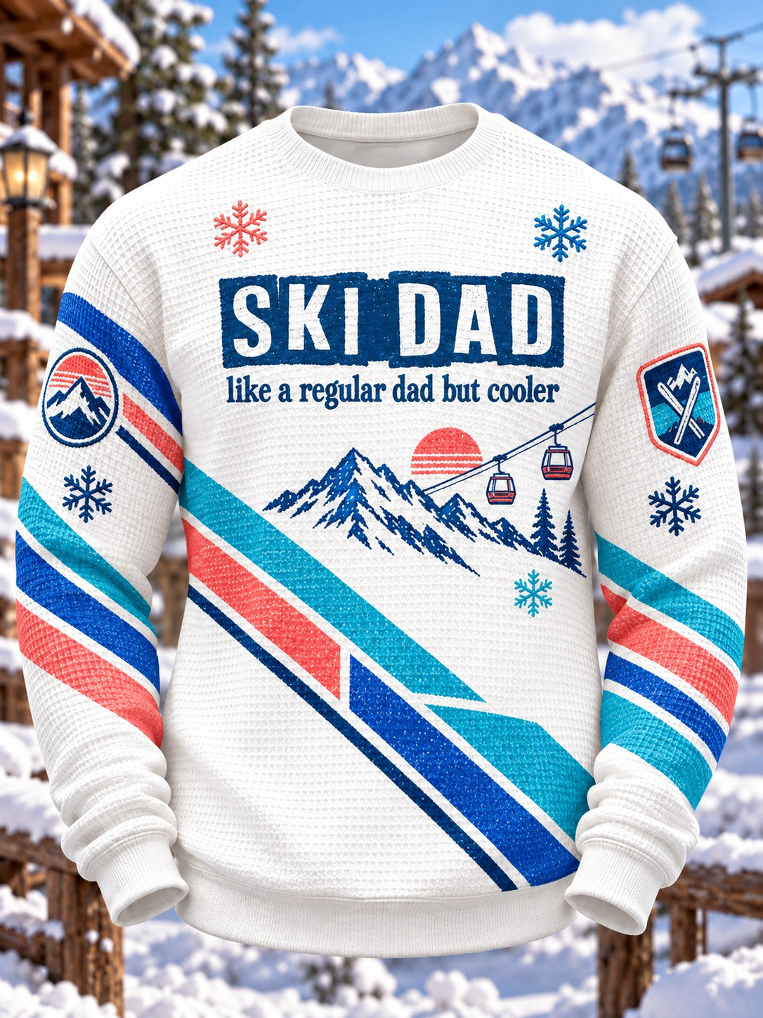 Men's Ski Dad Printed Waffle Sweatshirt