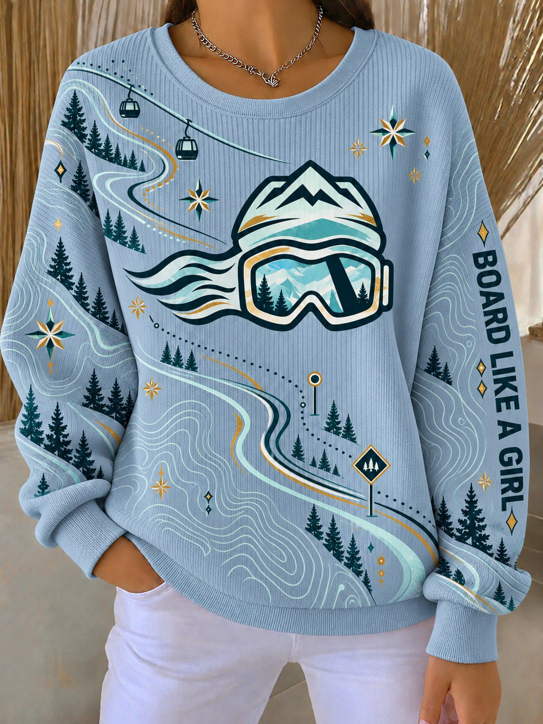 Women's Board Like A Girl Printed Sweatshirt