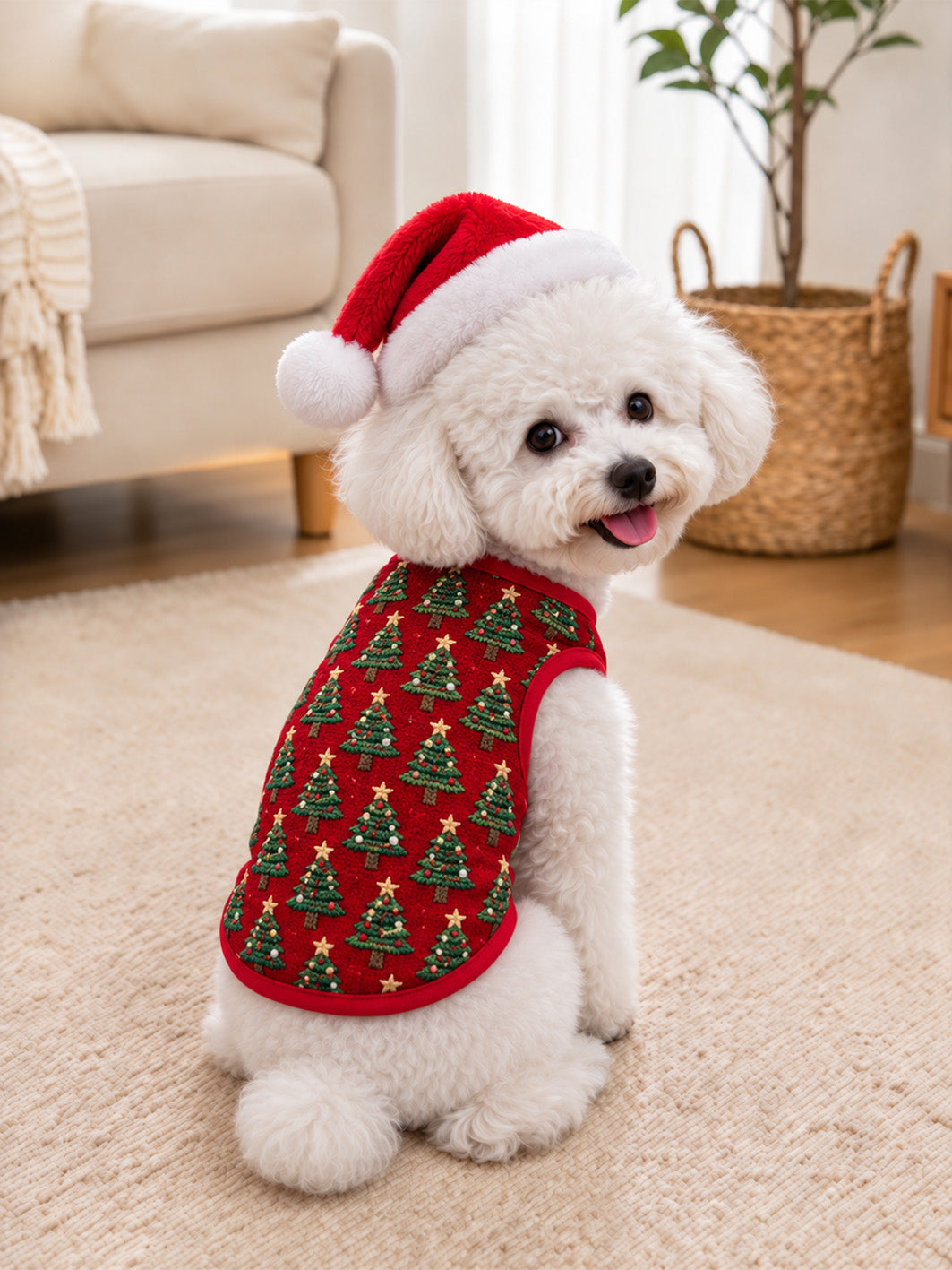 Christmas-themed pattern pet sleeveless vest