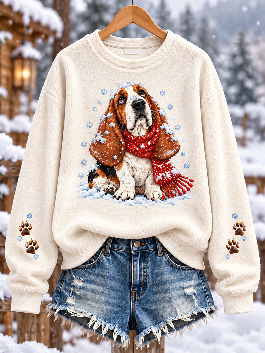 Women's Cute Dog Print Flannel Sweatshirt