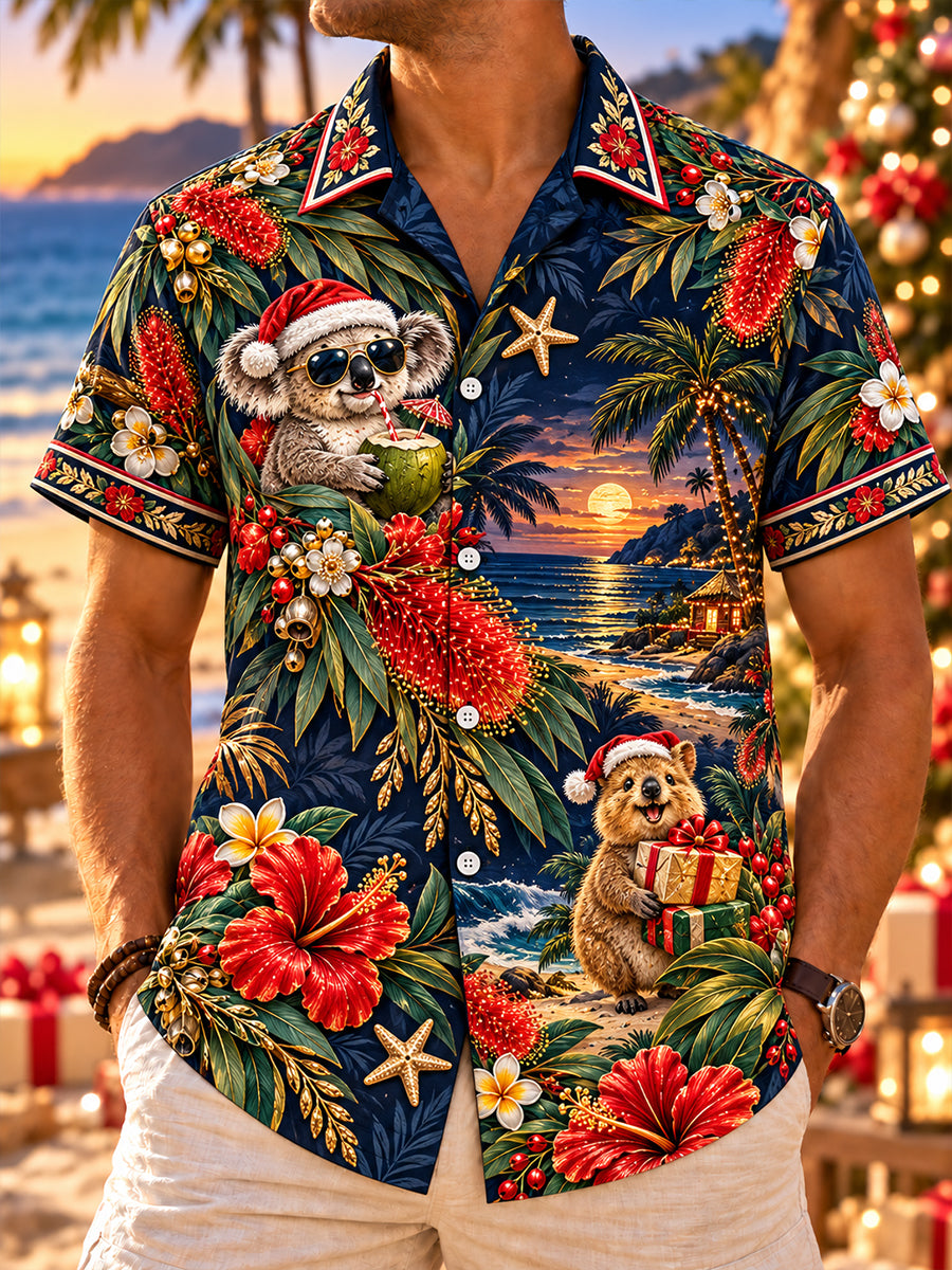 Men's Christmas In Australia Art Print Short-Sleeved Shirt