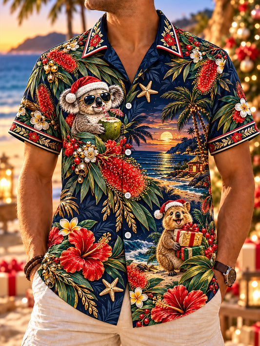 Men's Christmas In Australia Art Print Short-Sleeved Shirt
