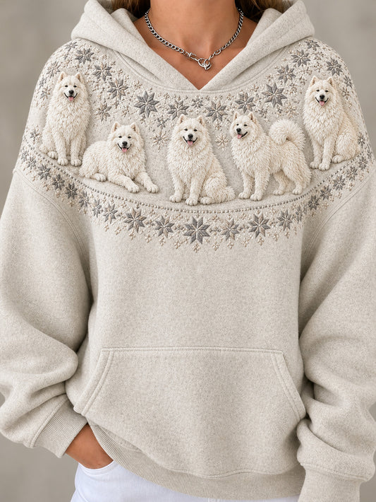 Women's Samoyeds Pattern Causal Hoodie