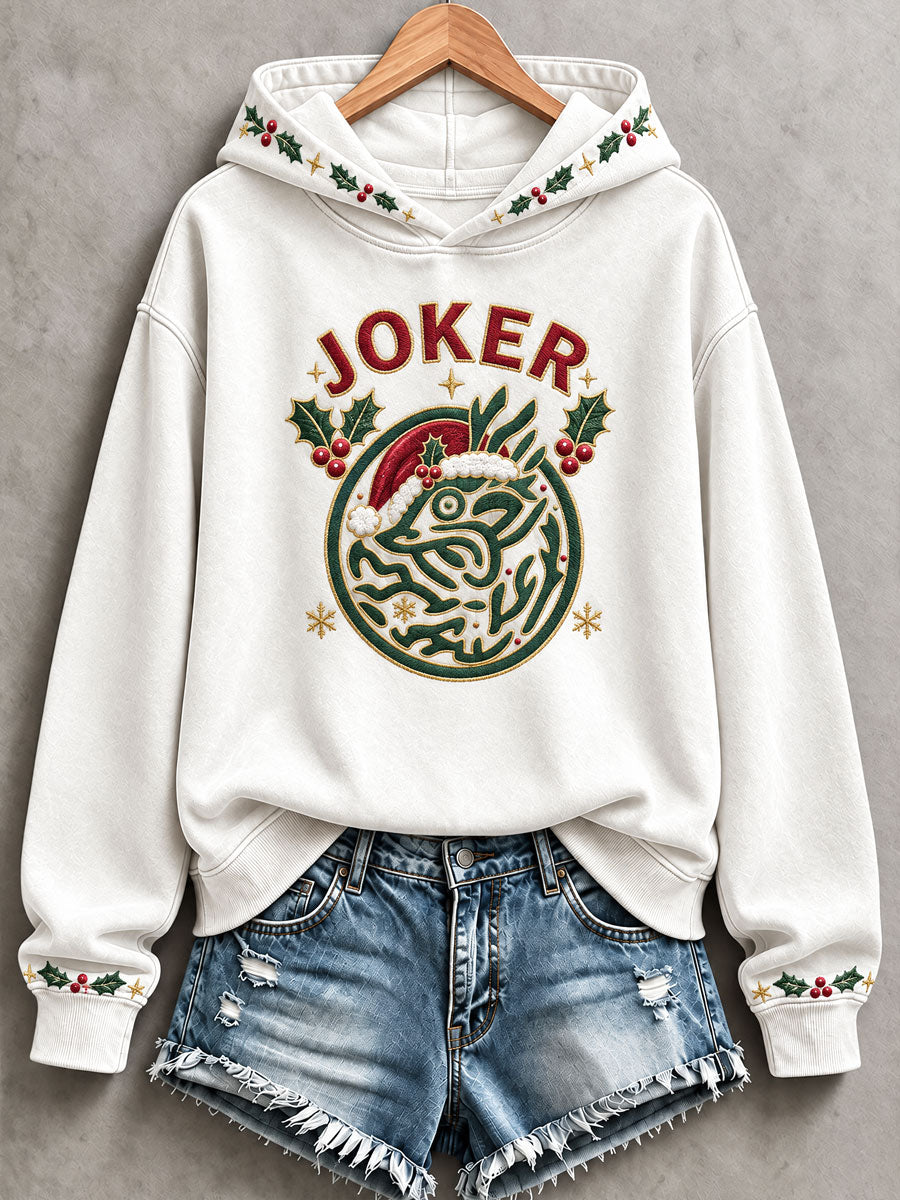 Women's Christmas Mahjong Print Casual Hoodie