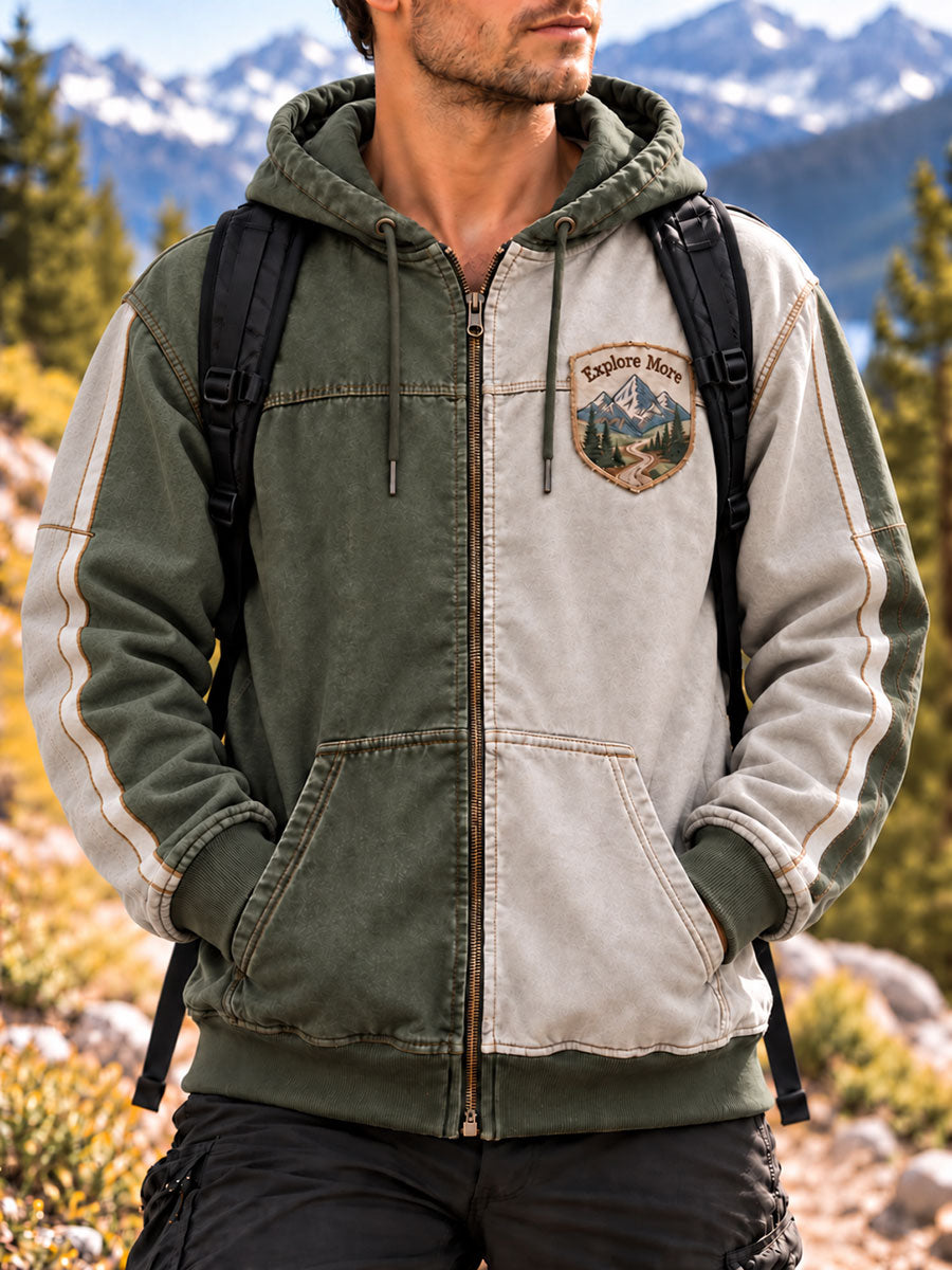 Men's Explore More Print Zip-Up Hoodie