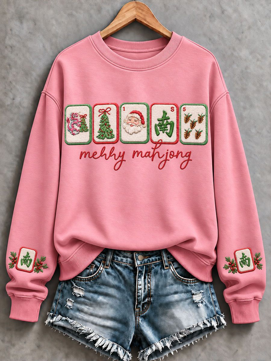 Women's Christmas Mahjong Casual Sweatshirt