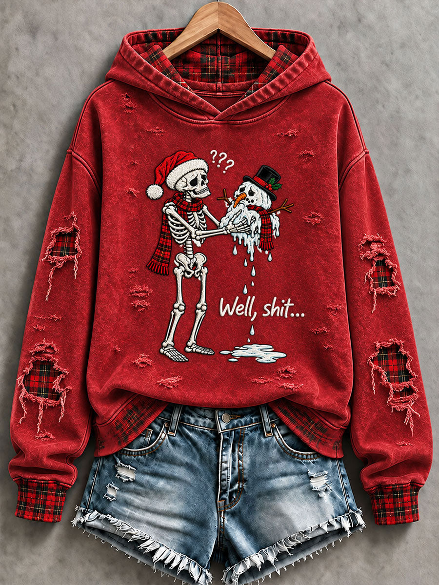Women's Christmas Well Shit Funny Print Regular Hoodie
