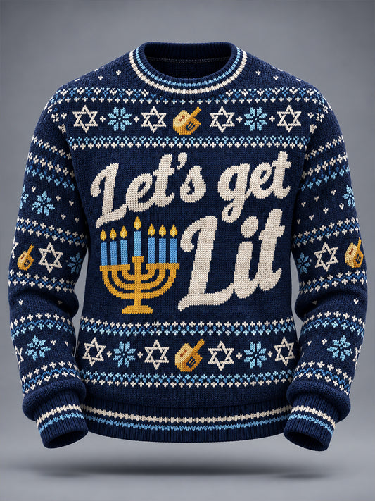 Men's Happy Hanakkah Printed Sweater