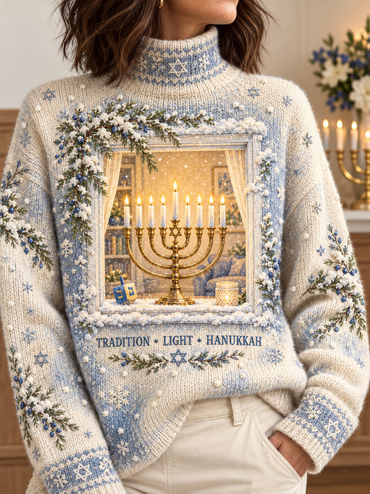 Women's Happy Hanakkah Printed Sweater