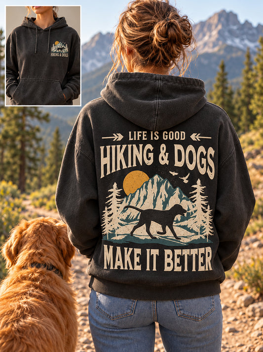 Women's Hiking Dogs Lover Printed Hoodie