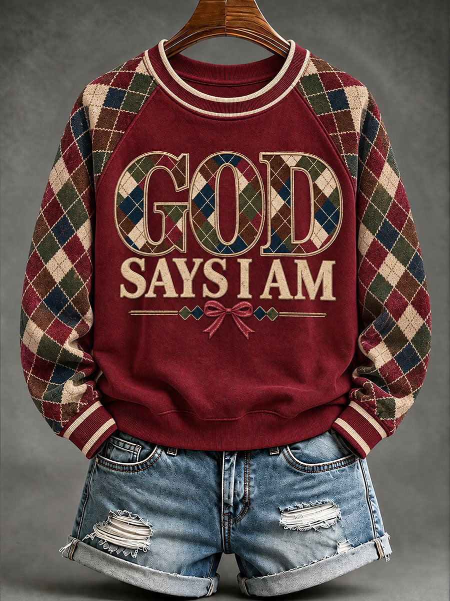 Women's 'God Says I Am...' Christmas Faith Printed Casual Sweatshirt