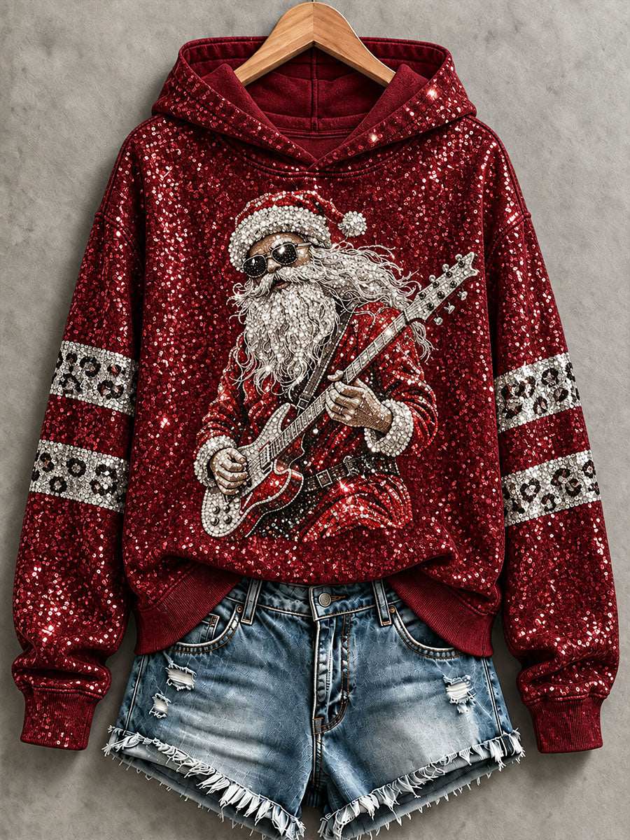 Women's Electric Guitar Santa Claus Christmas Casual Sweatshirt