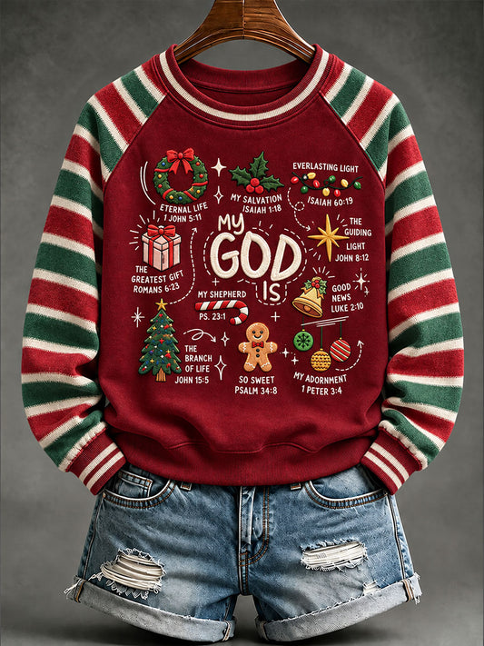 Women's 'My God Is...' Christmas Faith Printed Casual Sweatshirt