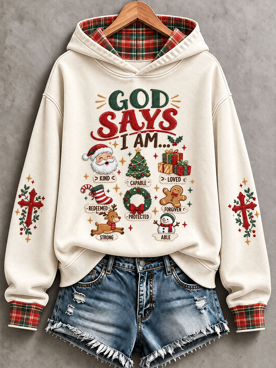 Women's 'God Says I Am...' Christmas Faith Printed Casual Sweatshirt