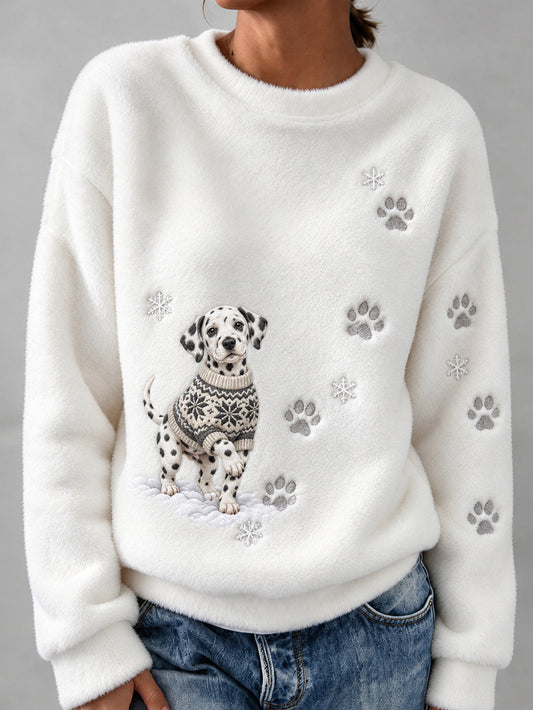 Women's Winter Dalmatian Pattern Causal Flannel Sweatshirt