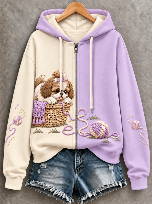 Women's Dog Zip-Up Hoodie