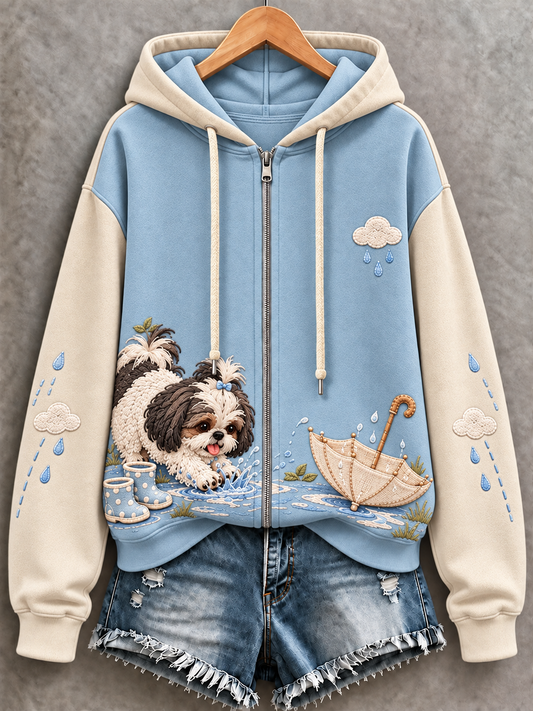 Women's Dog Zip-Up Hoodie