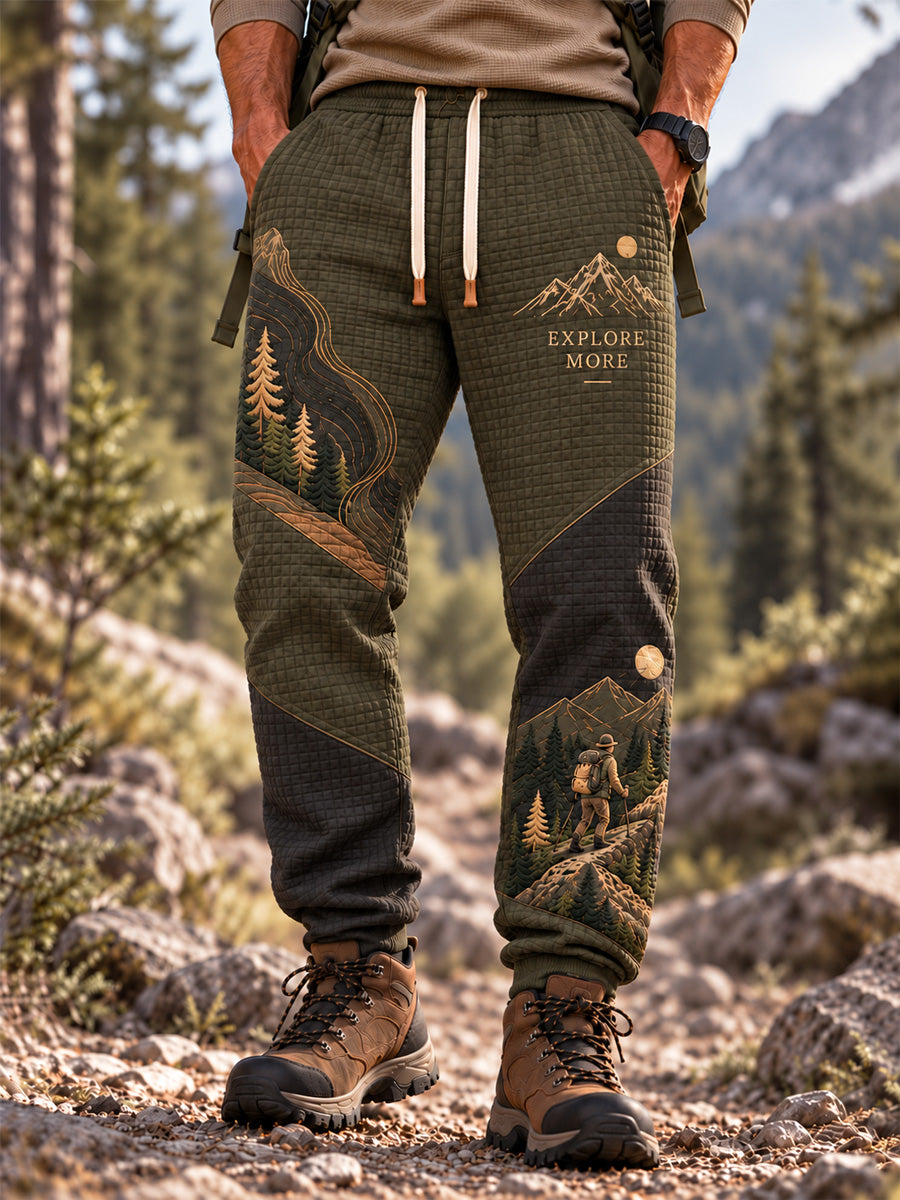 Men's Wilderness Trail Print Hike Lovers Casual Pants