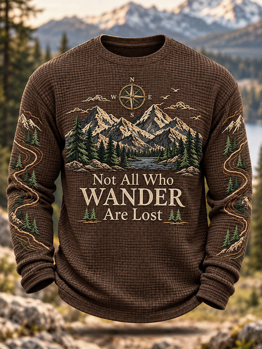 Men's Hike Lovers Casual Waffle Long Sleeve T-Shirt