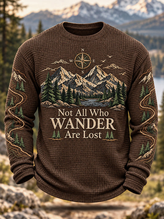 Men's Hike Lovers Casual Waffle Long Sleeve T-Shirt