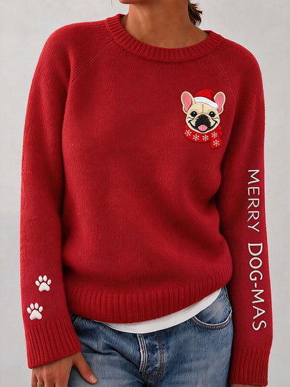 Women's Cute French Bulldog Cozy Knit Sweater