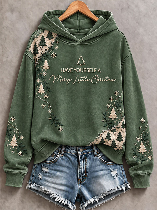 Women's 'Have Yourself a Merry Little Christmas' Print Casual Hoodie