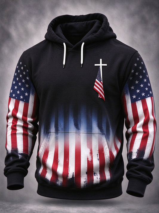 Men's Cross Print Casual Hoodie