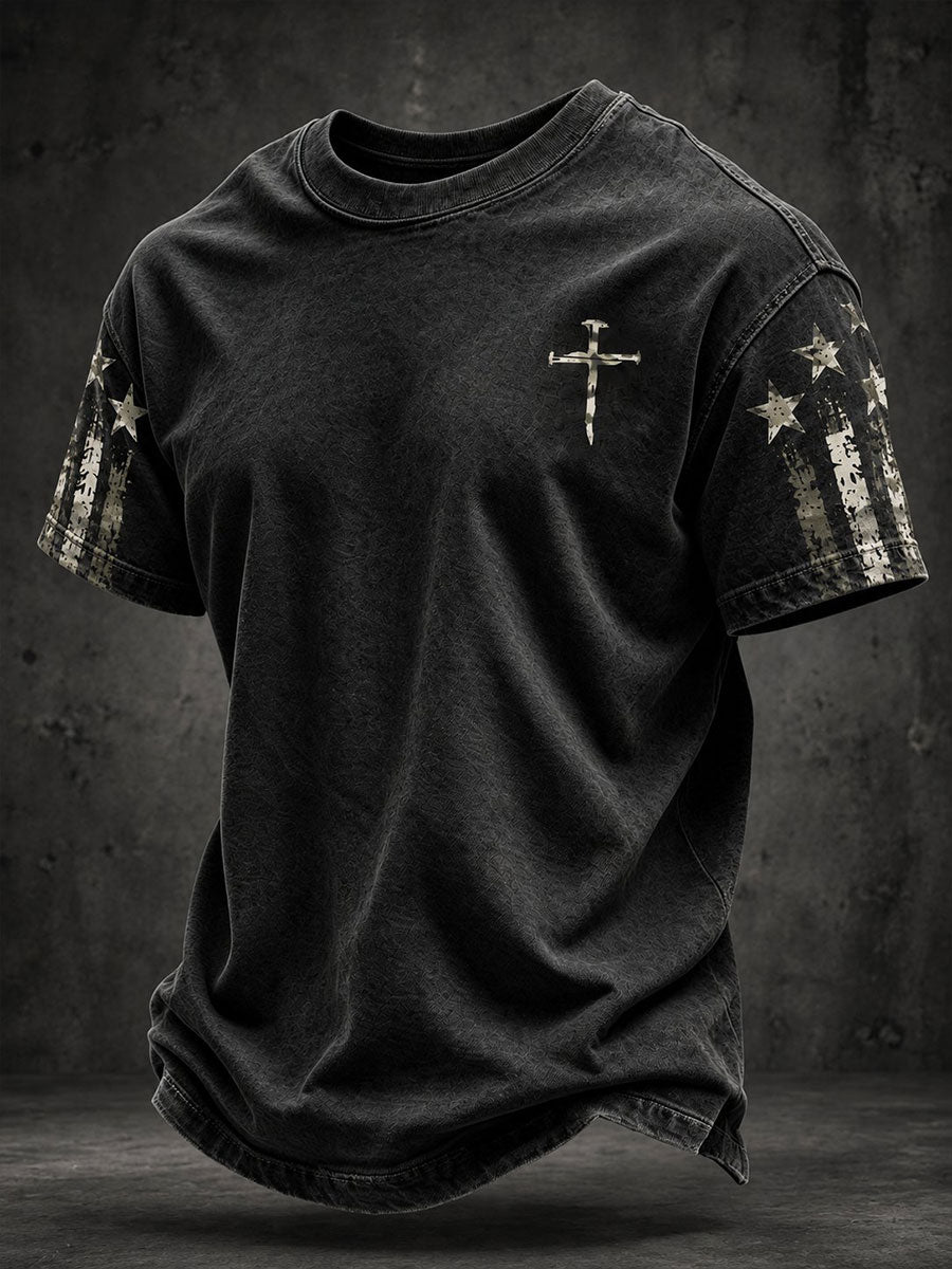 Men's Cross Print Casual T-Shirt