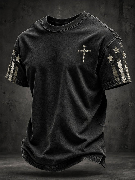 Men's Cross Print Casual T-Shirt