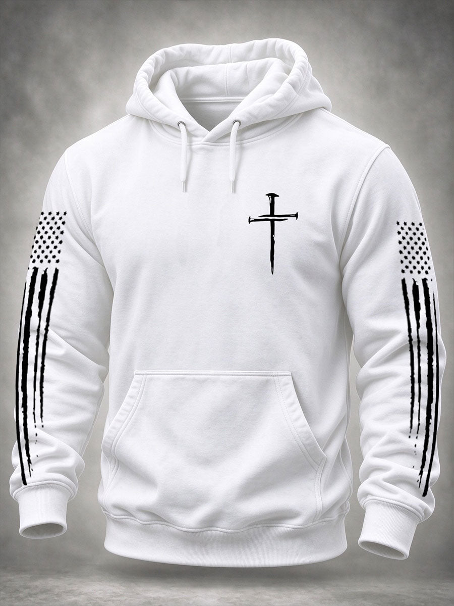 Men's Cross Print Casual Hoodie