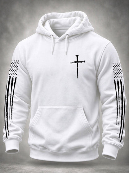 Men's Cross Print Casual Hoodie