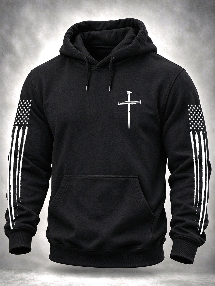 Men's Cross Print Casual Hoodie