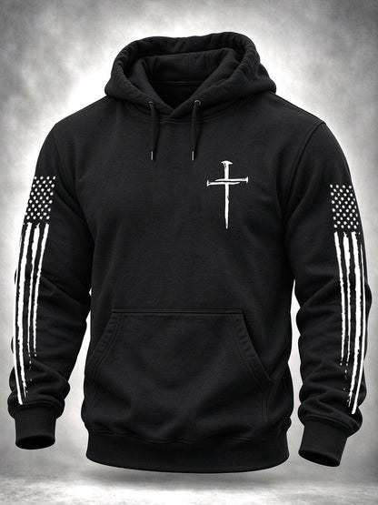 Men's Cross Print Casual Hoodie