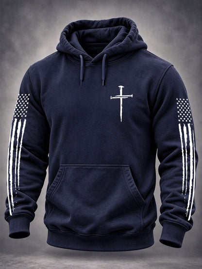 Men's Cross Print Casual Hoodie