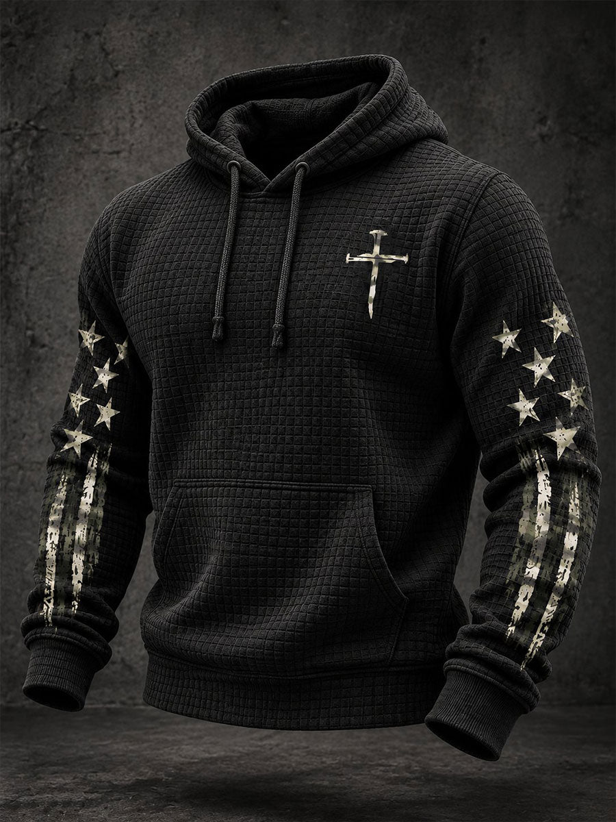Men's Cross Print Casual Hoodie
