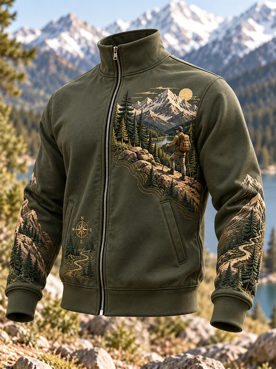 Men's Wilderness Trail Print Hike Lovers Casual Jacket