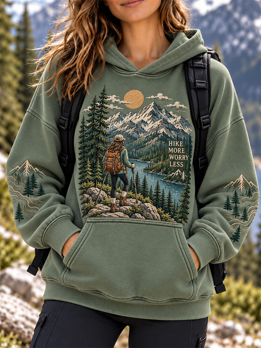 Women's Wilderness Trail Print Hike Lovers Casual Hoodies