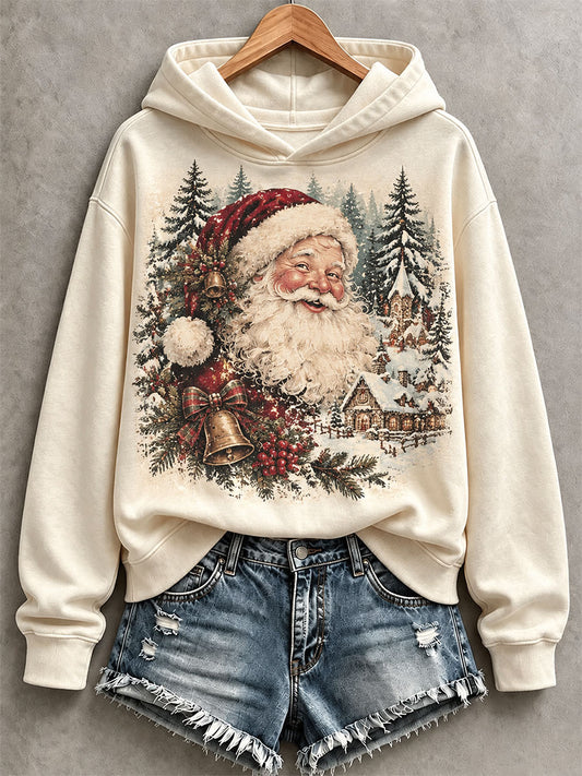 Women's Vintage Santa Print Hoodie