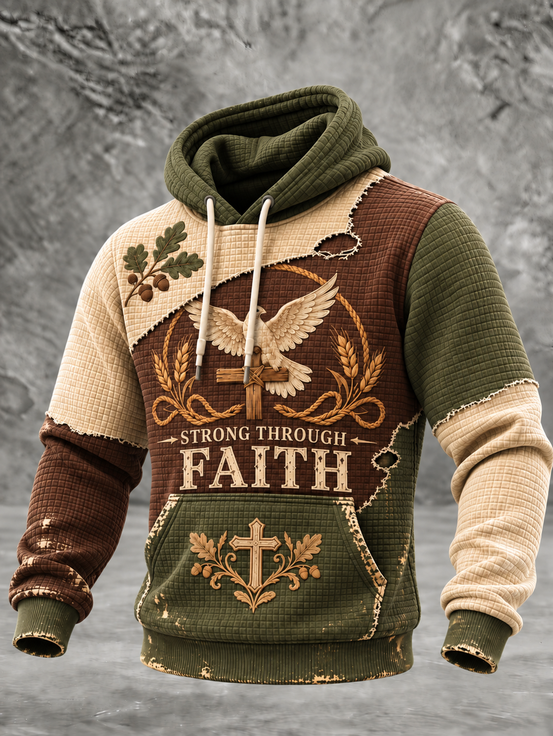 Men's Faith Checkered Cotton Hoodie