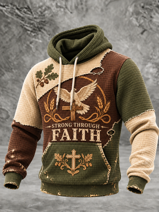 Men's Faith Checkered Cotton Hoodie