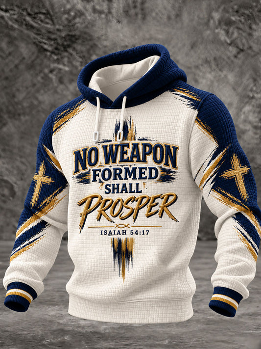 Men's No Weapon Formed Shall Prosper Print Checkered Cotton Hoodie