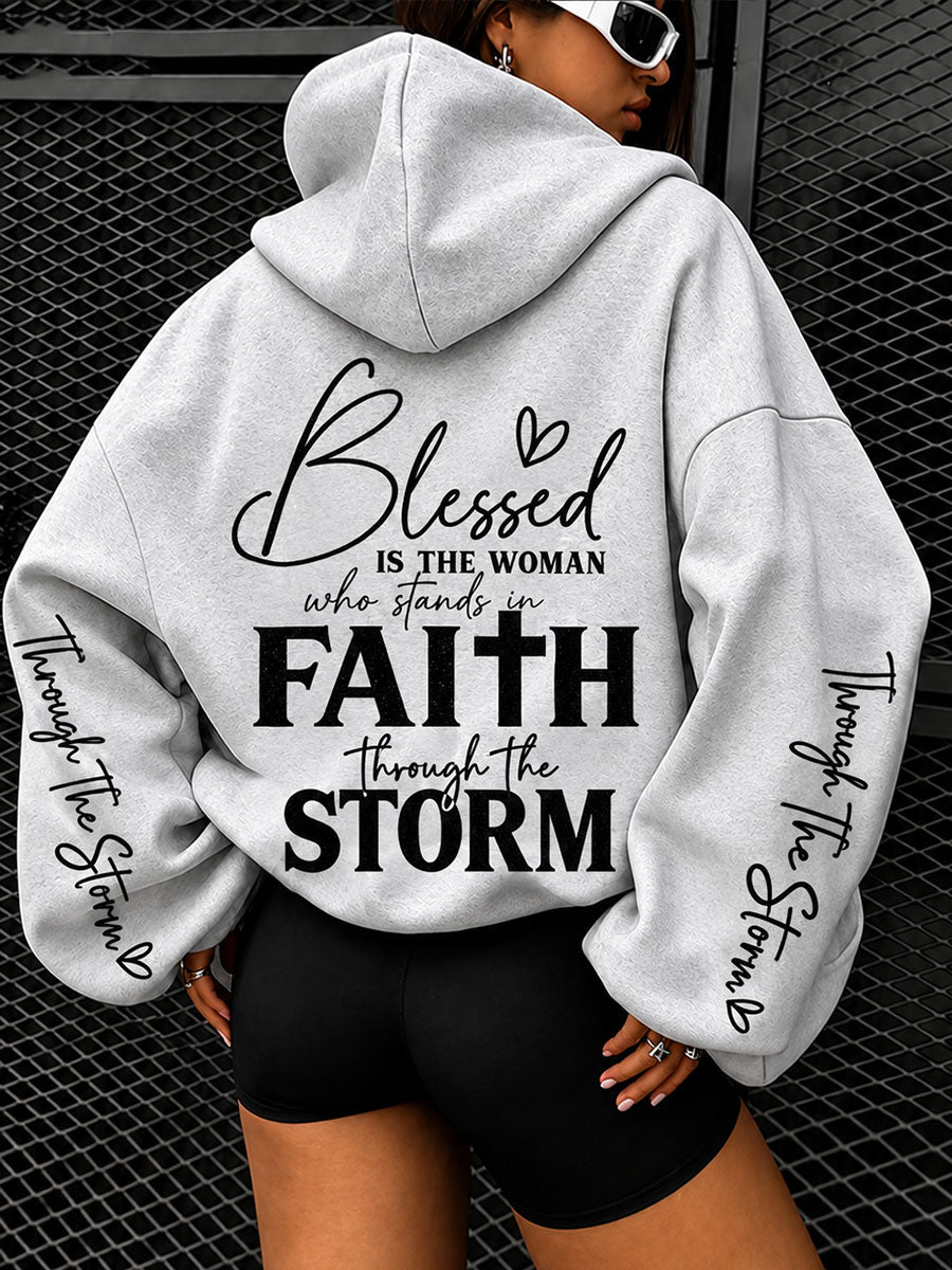 Women's Blessed Is The Woman Who Stands In Faith Print  Hoodies