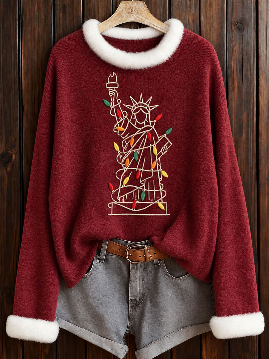 Women's New York Christmas Print Casual Sweater